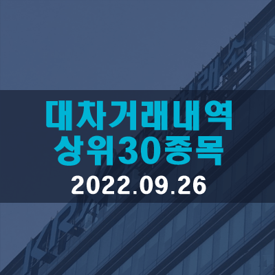  대차거래체결·상환·잔고금액 상위종목(22.09.26)