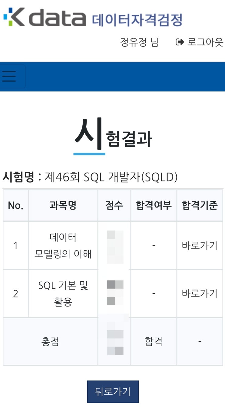  SQLD 46회 합격 후기 :: 2주 벼락치기 공부법, 노랑이 기출 어디까지?