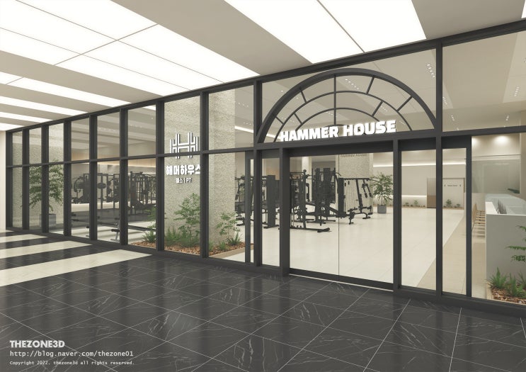  [Fitness Center] 대형 헬스장인테리어 3d투시도, 피트니스센터 도면설계, PT샵 디자인 설계 외주