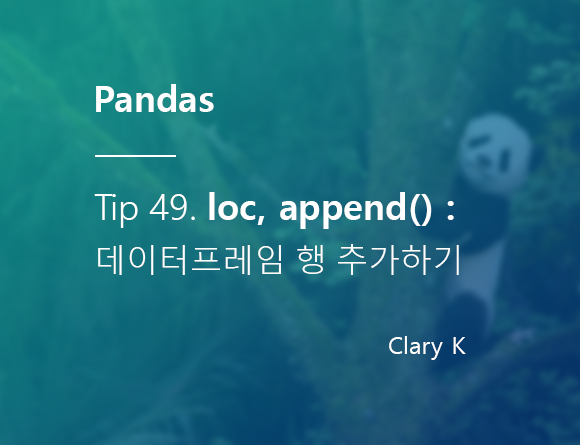 [파이썬] 판다스(pandas) 팁49.데이터프레임에 행 추가하는 간단한 방법, loc() 또는 append() 함수 활용하기