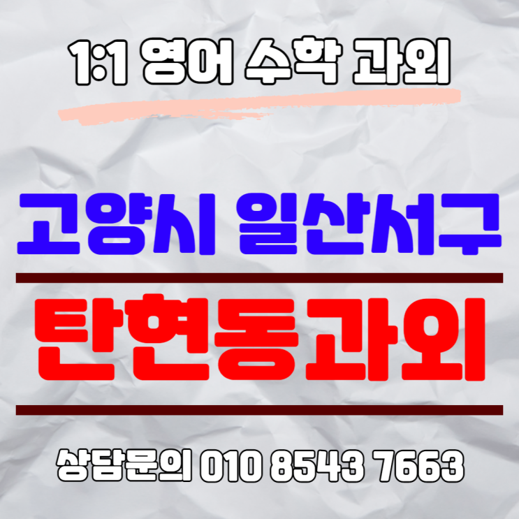  [고양] 일산서구 탄현동과외 착각하시 마세요!!