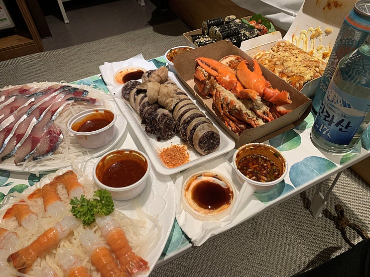  제주동문시장 먹거리) 금호정육점 막창순대,마농랍스터구이,돼지고기김치말이,딱새우회,고등어회,충무김밥 후기 #내돈내산