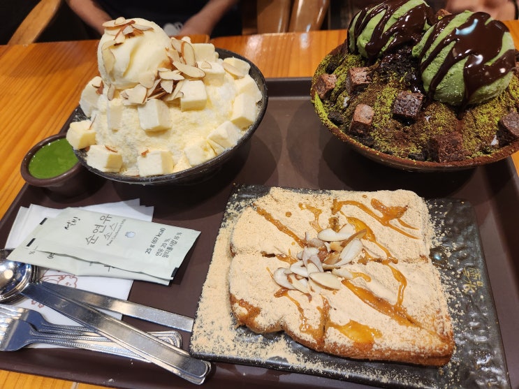  부평시장역 설빙 그린티초코 깔끔 녹차빙수 (치즈설빙,인절미토스트)