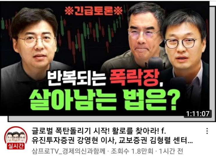  [삼프로TV] 퇴근길라이브 반복되는 폭락장, 살아남는 법은? (강영현이사 김형렬센터장)