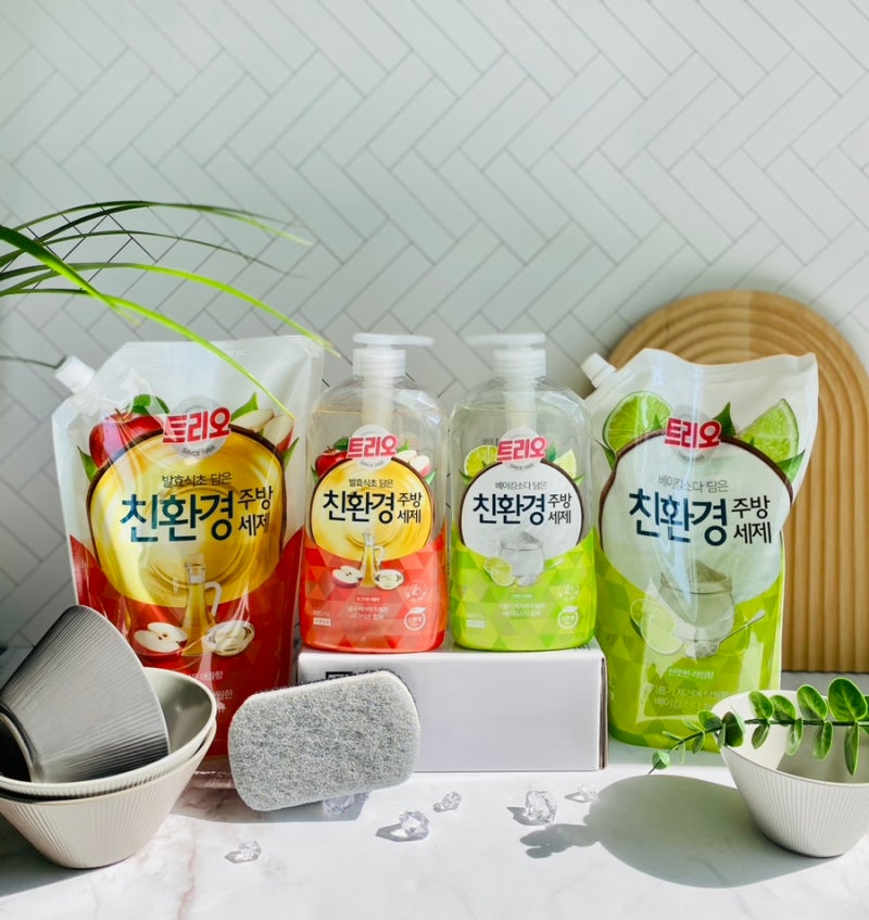 항균 트리오 친환경 주방세제로 뽀득뽀득 설거지하고 기름기제거까지!