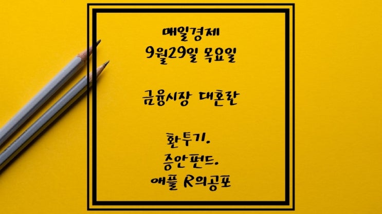  9월29일-환투기 세력. 코스피 2200무너져. 신저가 종목 1120개. 증안펀드. 아이폰 증산 안해. R의 공포.