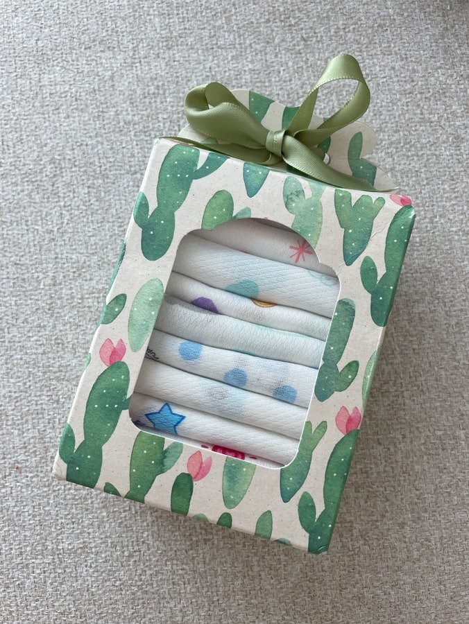 임신출산선물 : 귀여운 하라로이 캑터스 가제 손수건 선물세트