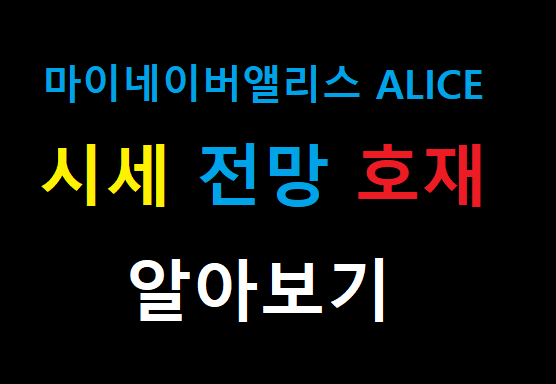  마이네이버앨리스 시세 분석 호재 1월 호재