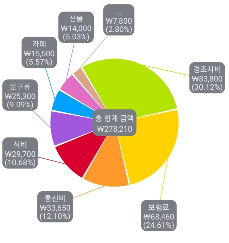 30대 직장인 1달 지출 : - 278,210원(21년 12월 가계부)