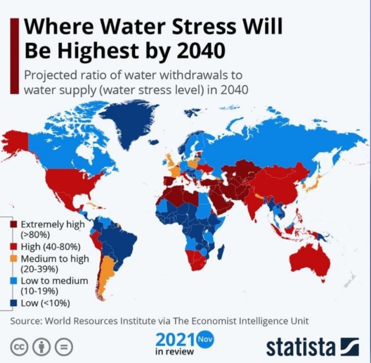 Where Water Stress will be Highest by 2040