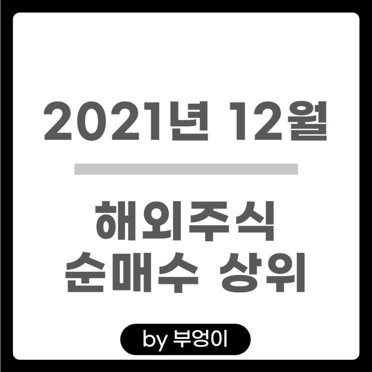 [2021년 12월] 해외 순매수 상위 주식 및 미국 ETF