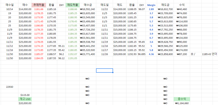  21년 11월 달러 투자 정리