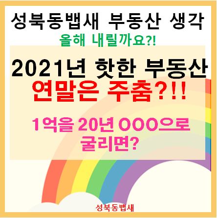  2021년 핫한 부동산 연말은 주춤, 그래도 오를곳은 다 오른다!!(ft,서른까지 1억을 모으면 20년뒤 자산은?)