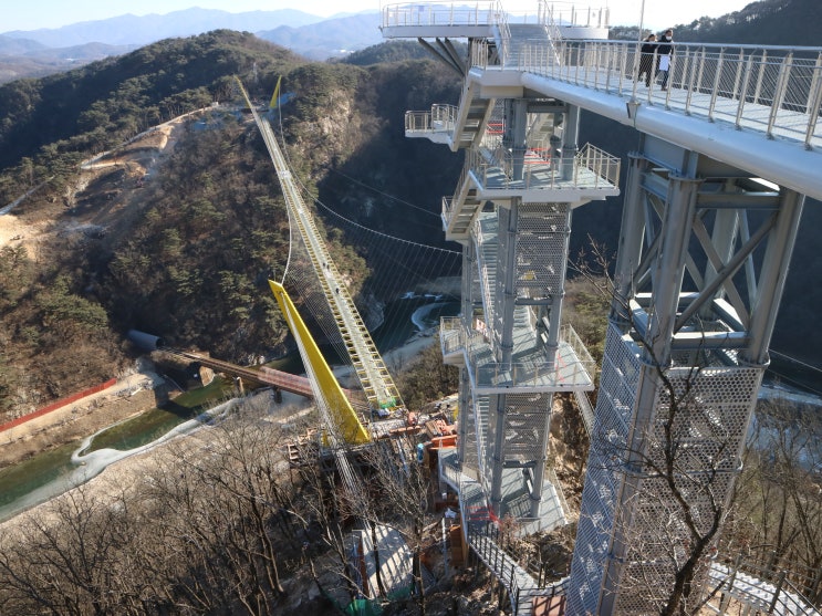 원주 소금산 출렁다리(소금잔도, 스카이타워)방문은 금~일에 : 요일에 따라 달라지는 연장구간 관람, 울렁다리는 아직