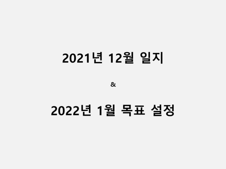 2021년 12월 일지 그리고 2022년 1월 목표 설정