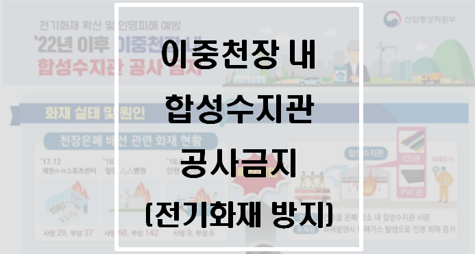  [산업통상자원부] 이중천장 내 합성수지관 공사금지(전기화재 방지)
