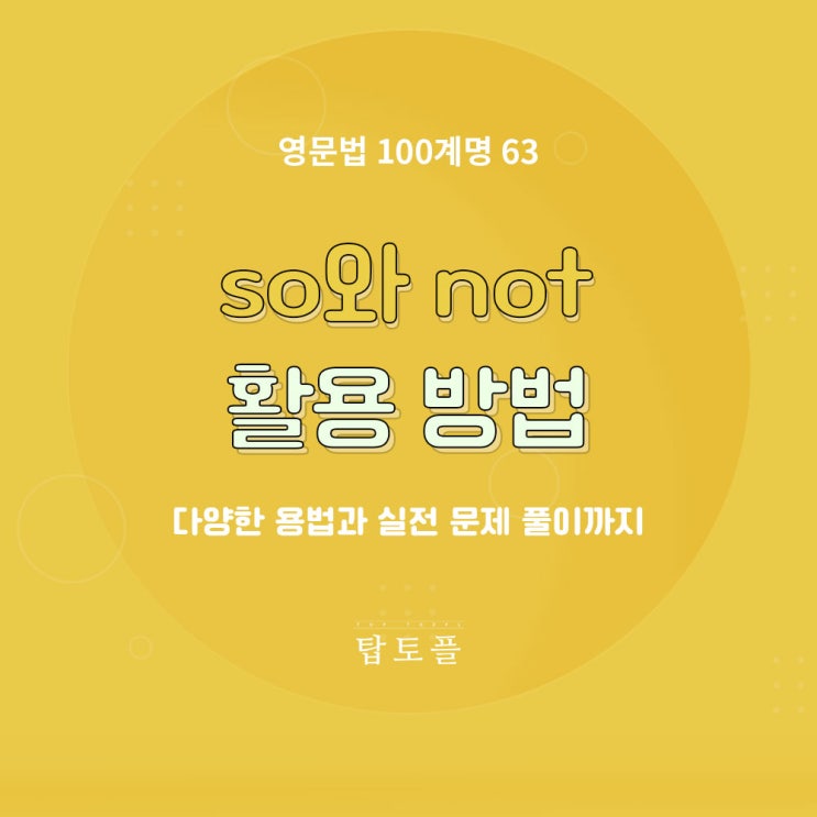 혼공영문법 so 와 not 의 다양한 용법과 실전 문제 풀이까지