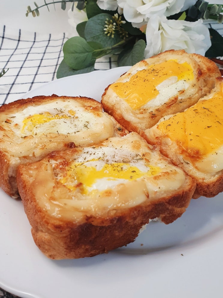  냉동식빵 에어프라이어 요리 계란빵 만들기
