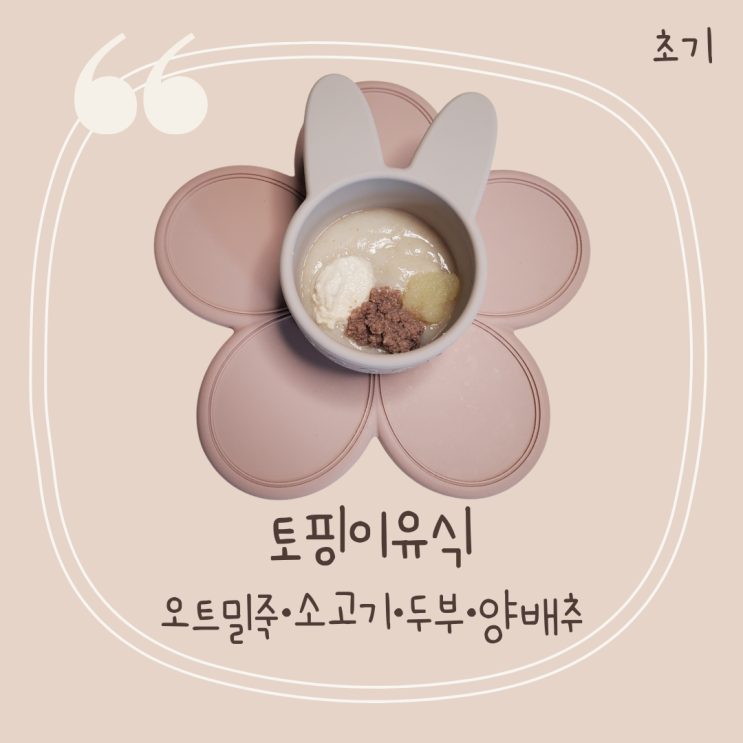 토핑이유식 소고기두부양배추오트밀죽 삐뽀삐뽀119이유식 6개월 이유식