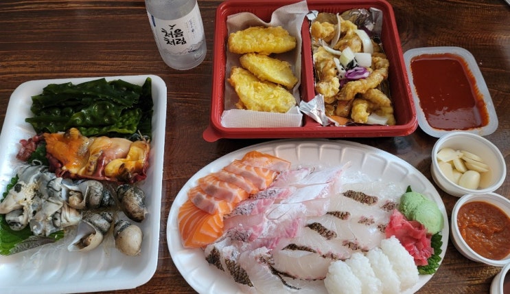  광주 광산구 회 배달 포장 맛집 수완지구 여수회수산 혼술세트 먹었어요