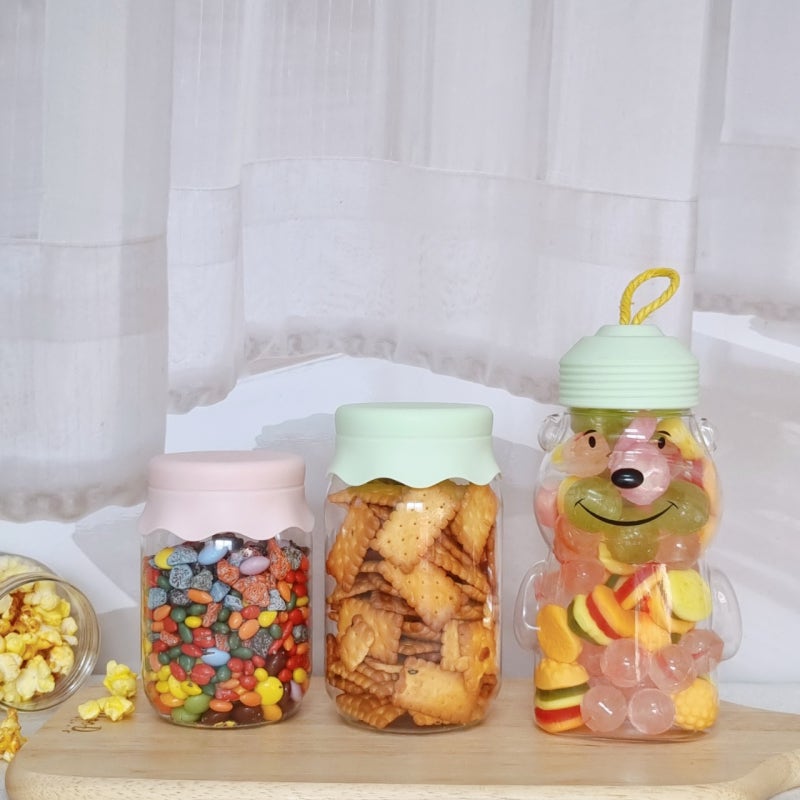 감성만점 플라스틱 원형쿠키통 & 곰돌이간식통 리뷰 (사탕통, 견과류통, 과자통, 슬라임통 캔디 초콜릿 포장용기 케이스로 추천 ...