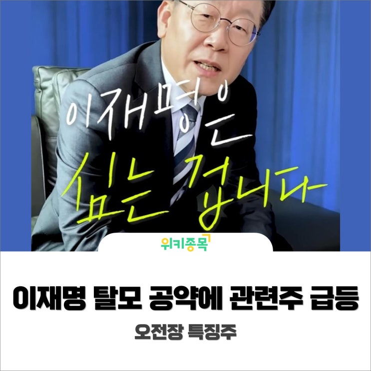  [위키종목] 이재명 탈모 공약에 관련주 일제히 급등!