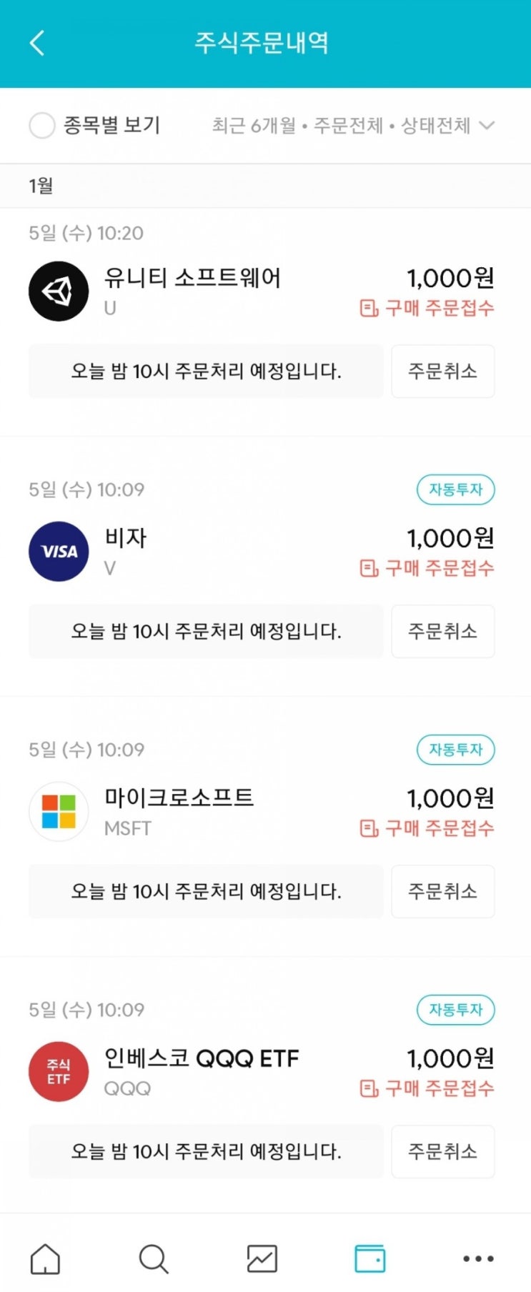  매일 주식 저축 128일차 - 01.05 (비자, 마이크로소프트, 유니티, QQQ+오늘은 삼전을!)