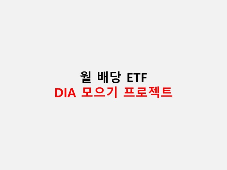  월 배당 ETF DIA 모으기 프로젝트