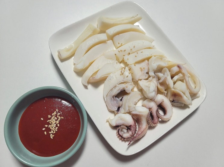  냉동 손질갑오징어 데치기 오징어숙회 요리 만드는법