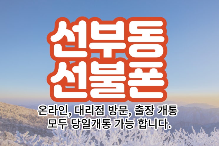  선부동 선불폰 온라인 개통 대리점 방문 개통 출장 개통까지 전부 가능한 곳