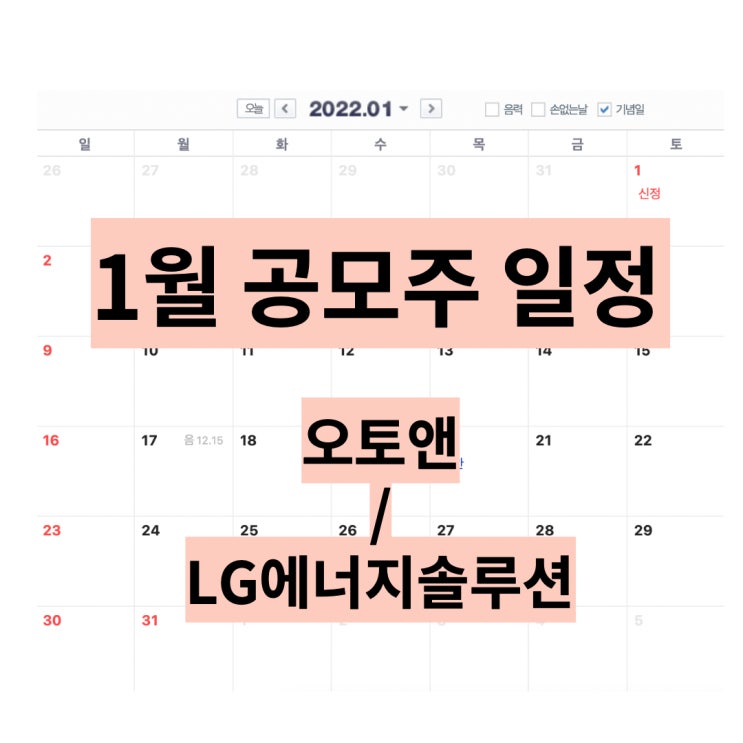 22년 1월 공모주 청약일정, 주간사 정리