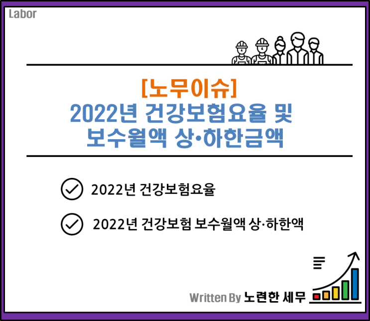 [노무이슈] 2022년 건강보험요율 및 보수월액 상·하한금액
