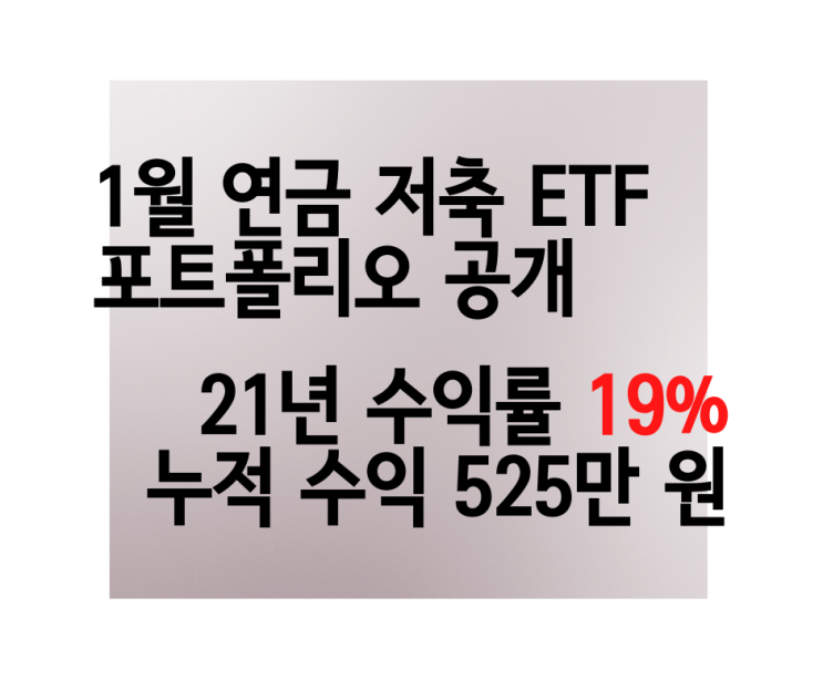  [21년 성과 +19%, 누적수익 +525만 원] 연금 저축 ETF 투자 전략 1월 비중
