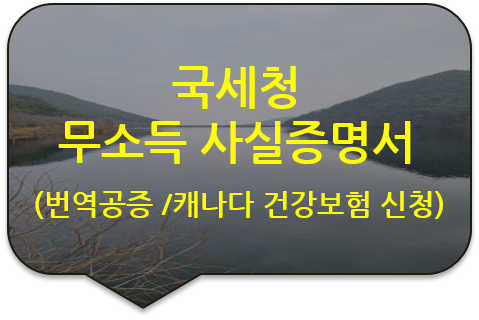 캐나다 브리티시 컬럼비아주 건강보험 신청을 위한 국세청 '무소득 사실증명서' 번역공증 [여수/순천/광양 번역]