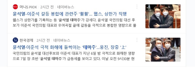  윤석열 관련주 대선주 웹스, NE능률, 웅진, 희림, 노루페인트, 승일 등 12개 종목
