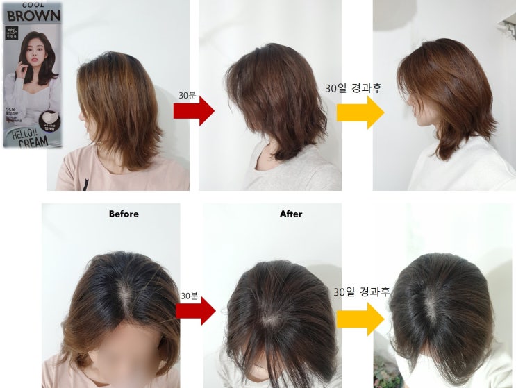  염색 변천사 : 올리브영 미쟝센 애쉬카키-> 쿨브라운(톤다운)