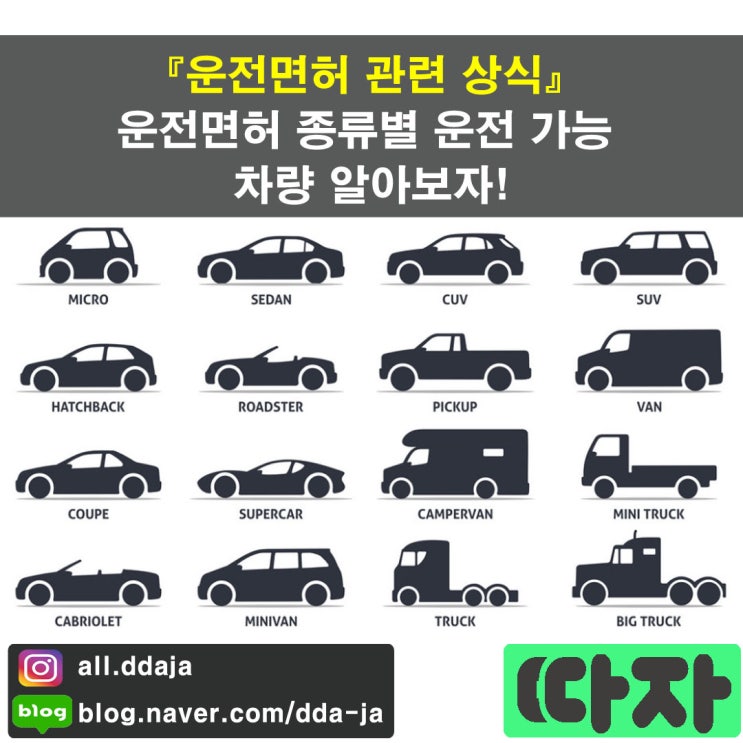  [운전면허 상식] 운전면허 종류별 운전 가능 차량 알아보자!