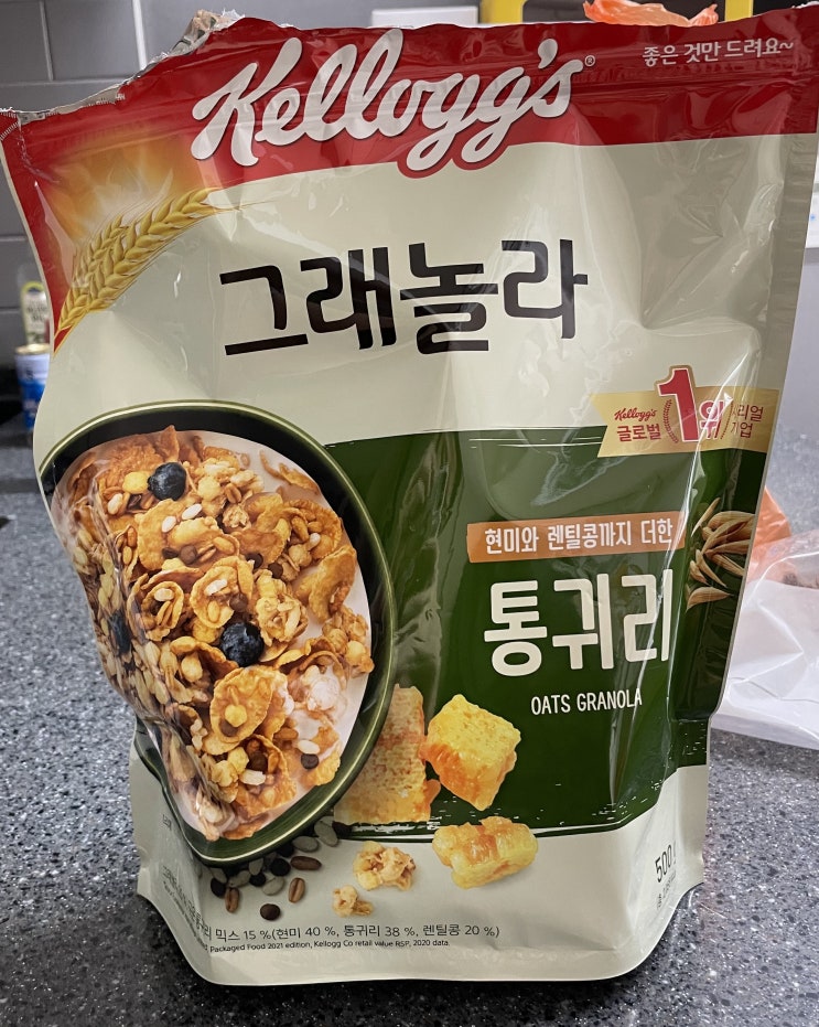  켈로그 통귀리 그래놀라 :: 현미, 렌틸콩, 통귀리로 건강한 아침식사 하기 (내돈내산)
