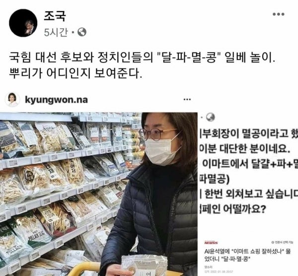 조국-김의겸 비롯 친 문재인 인사들, 윤석열發(발) '달-파-멸-콩' 유행에 불질렀다.