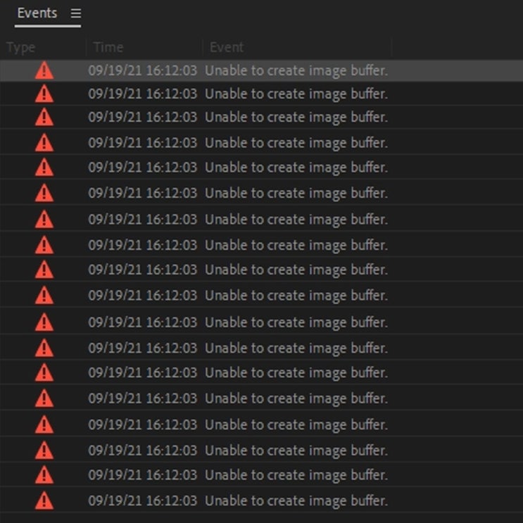 프리미어프로 애프터이펙트 이미지 버퍼를 만들수 없습니다 오류 해결