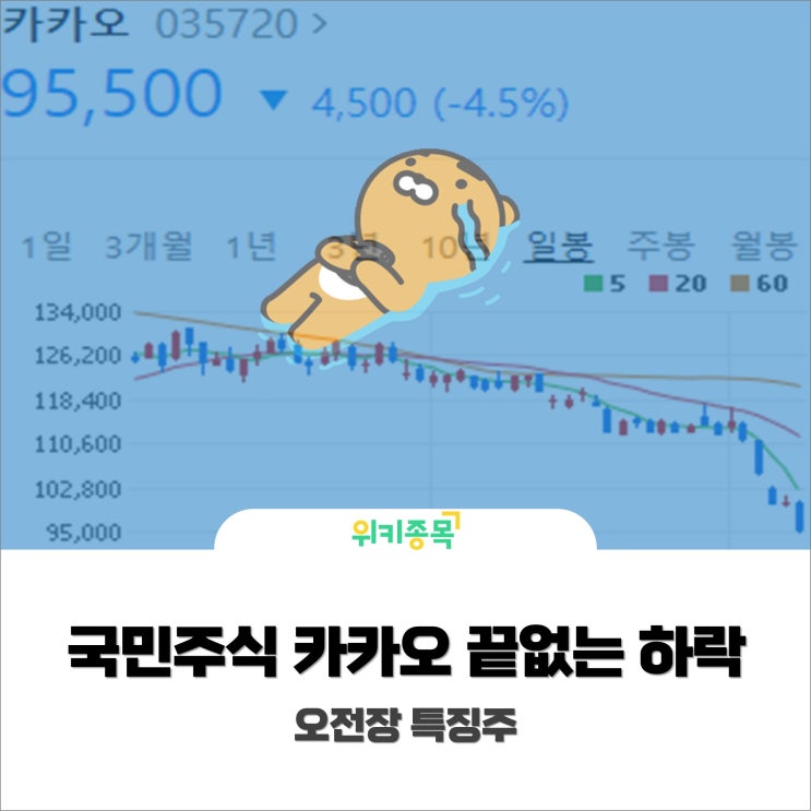  [위키종목] 국민주식 카카오, 정부 온라인 규제에 맥없이 추락