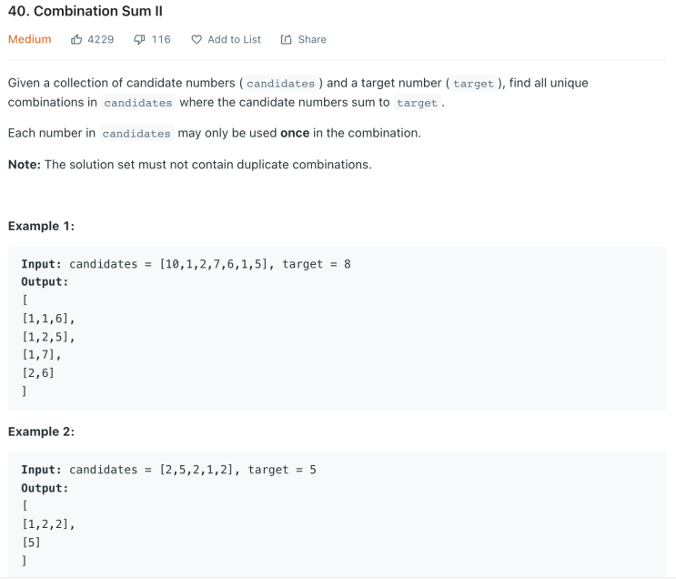 [LeetCode] Combination Sum 2 (JavaScript)