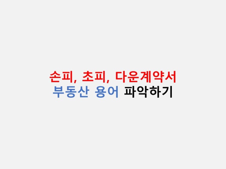  부동산 용어 정리 - 손피, 초피, 다운계약서