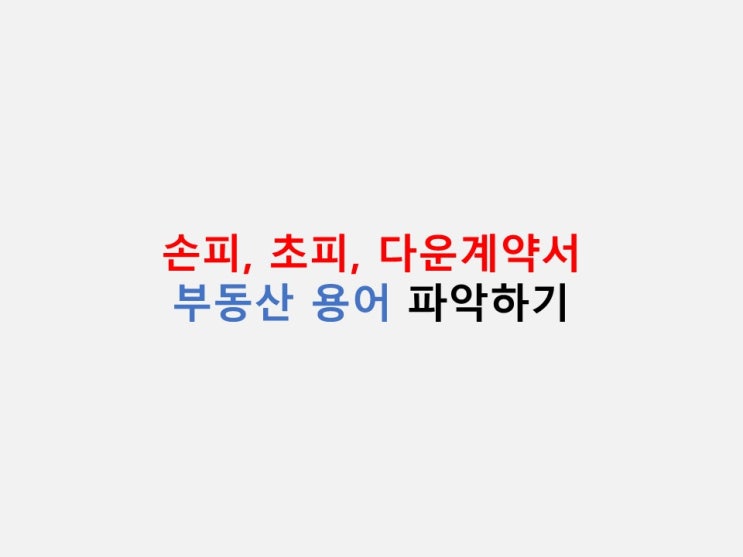 부동산 용어 정리 - 손피, 초피, 다운계약서