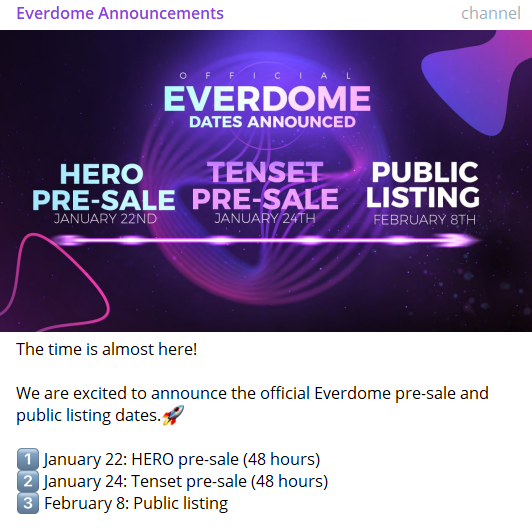  에버돔(everdome) 프리세일 일정(메타히어로, 텐셋 GEM 보유자 대상)