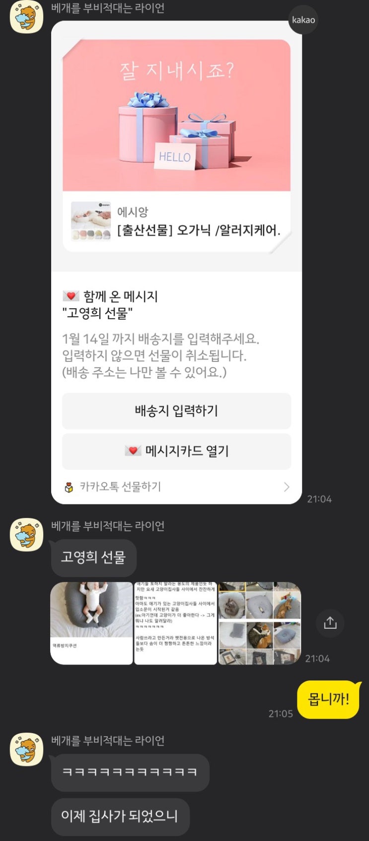  랜선집사의 선물..️(역류방지쿠션 오가닉/알러지케어)