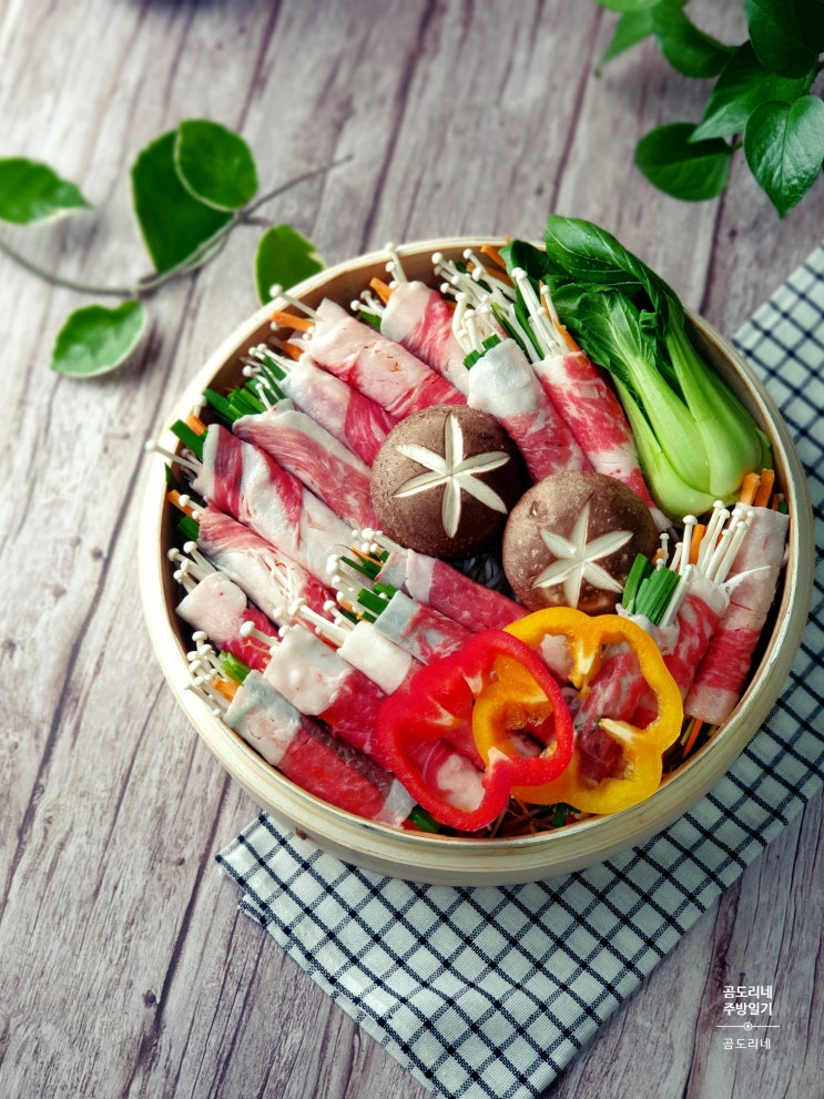  대나무찜기 차돌말이찜 백종원 차돌박이숙주찜과 간장소스 만들기
