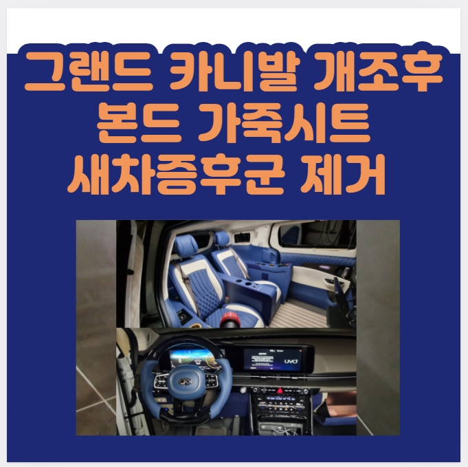  그랜드 카니발 실내 리모델링 튜닝 개조후 본드외 가죽시트 냄새제거