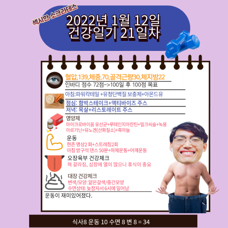 2022년 1월 12일 섹시한 소크라테스 건강일기