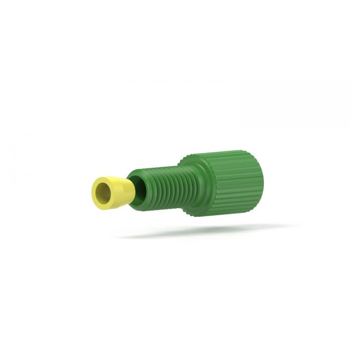  Flangeless Fitting Delrin, Green, 1/4-28 Flat-Bottom, for1/8" OD